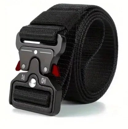 Canvasbälte med cobra-spänne - svart-röd