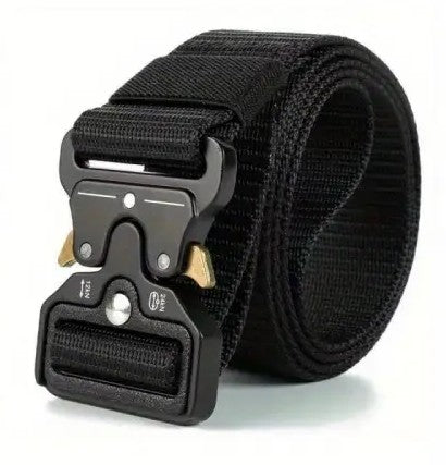 Canvasbälte med cobra-spänne - svart-guld